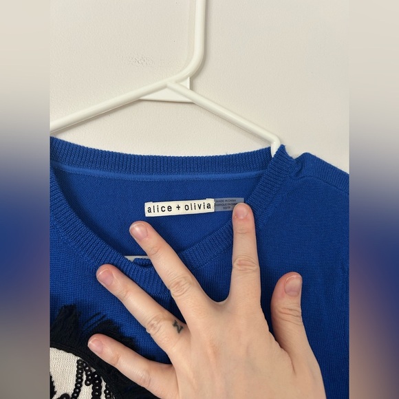 alice and olivia zebra sweater xsmall blue - Picture 2 of 8